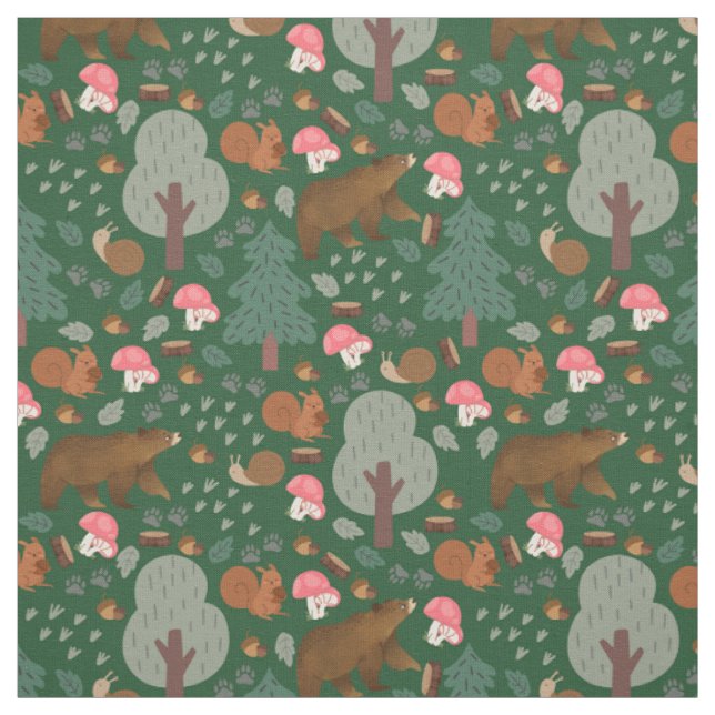 Tecido Caminhe pela floresta em Hunter Green (Modelo)