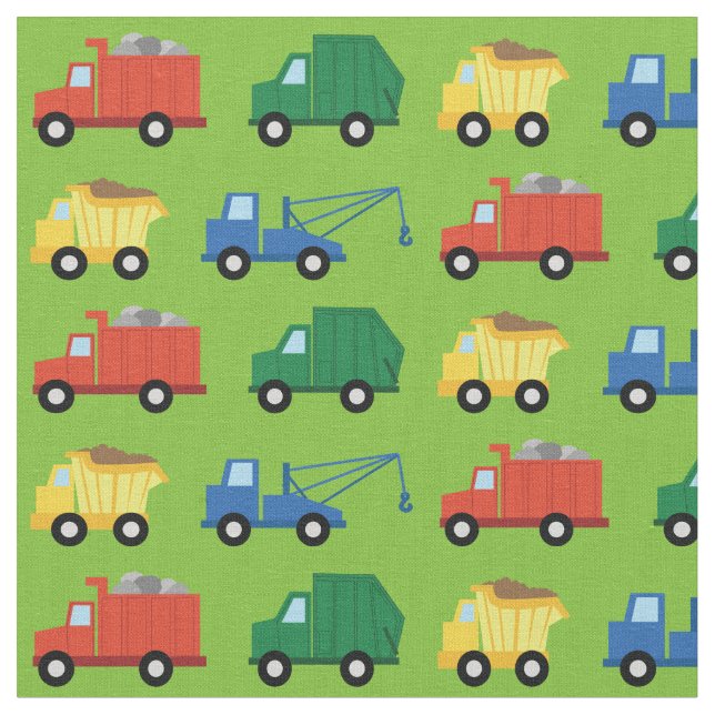 Tecido Caminhões Lindos Construção Crianças Garbage (Detalhe)