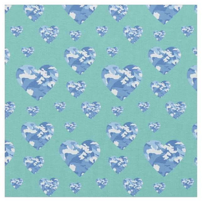 Tecido Camo Hearts Blue Boys Camouflage (Detalhe)