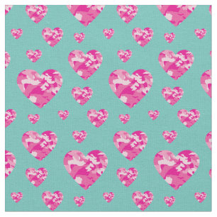 Tecido Camo Hearts Pink Girls Country Camouflage