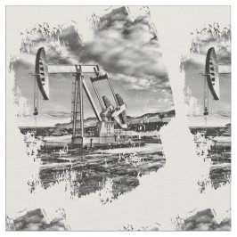 Tecido Campo petrolífero Pumpjack no respingo preto e