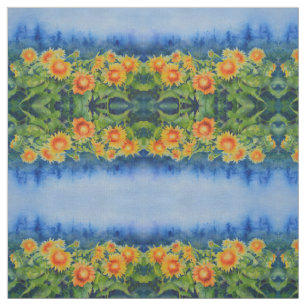 Tecido Campos de girassol pintura aquosa