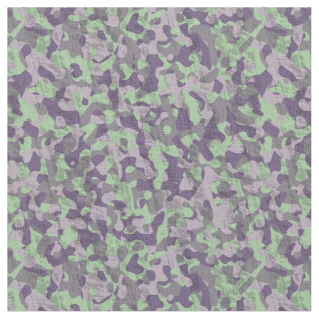 Tecido camuflagem abstrata verde e roxa (Detalhe)