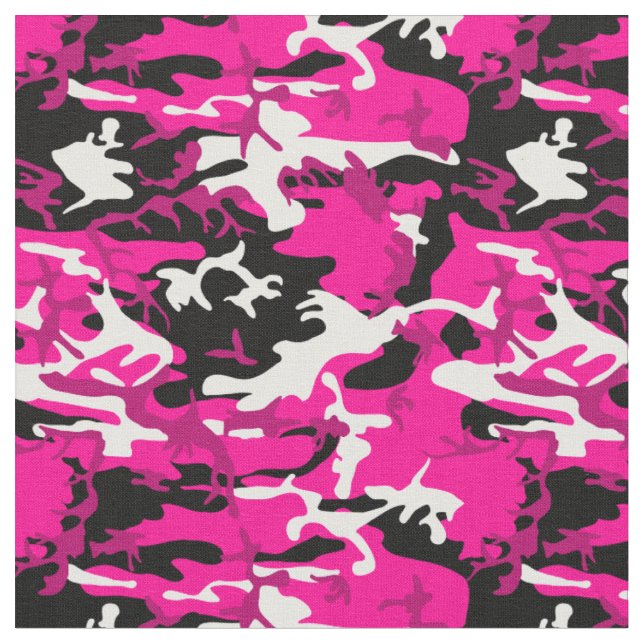 Tecido camuflagem rosa quente camo branco preto (Detalhe)