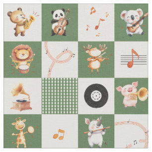 Tecido Canção feliz ritmo musical animais selvagens banda