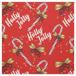 Tecido Candy Cane Holly Jolly Moderno Natal Festivo