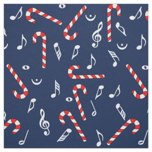Tecido Candy Cane Music Notes