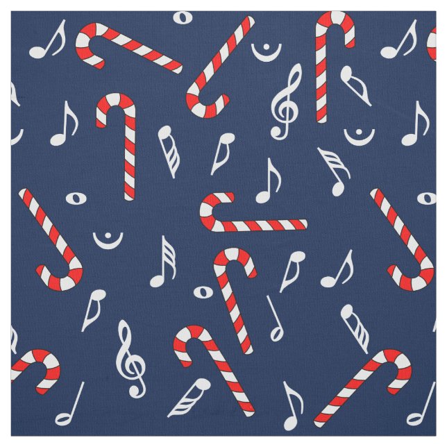 Tecido Candy Cane Music Notes (Modelo)