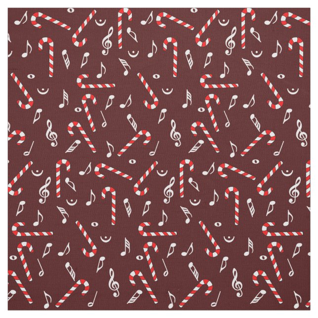 Tecido Candy Cane Music Notes (Modelo)