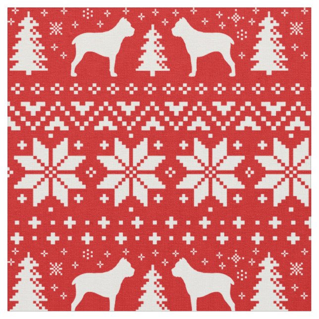 Tecido Cane Corso Silhouettes Cães Feriado de Natal (Detalhe)