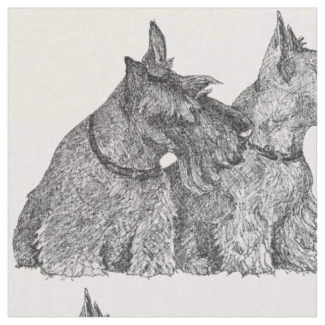 Tecido Caneta Ink Scottish Terriers (Detalhe)