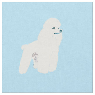 Tecido Caniche branca no azul