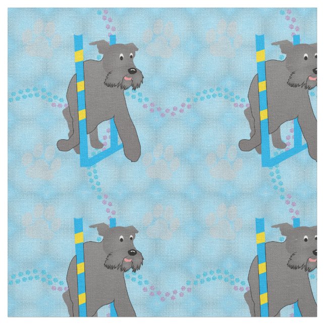 Tecido Caninos - Cães Cachorro-Schnauzer Tecendo v2 (Detalhe)