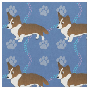Tecido Caninos Cartoon - Cardigan Welsh Corgi v2