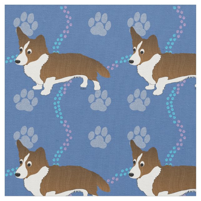 Tecido Caninos Cartoon - Cardigan Welsh Corgi v2 (Detalhe)