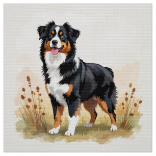 Tecido Cão Aussie Tricolor Preto Pastor Australiano