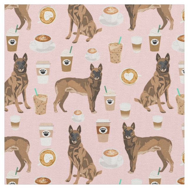 Tecido Cão-de-café, rosa, belga Malinois (Detalhe)