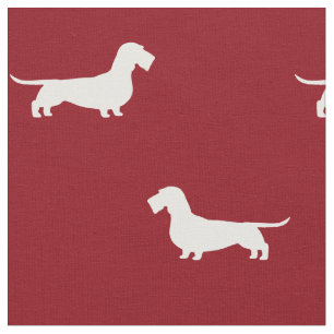 Tecido Cão de Dachshund Vermelho-Padrão Silhuettes