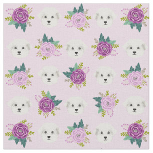 Tecido cão de flores de lavanda malteses
