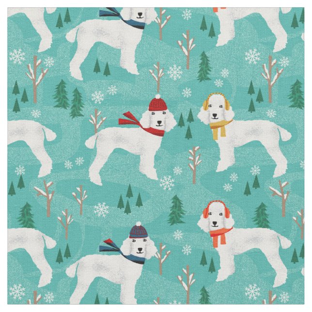 Tecido Cão de inverno, dia da neve, dia branco (Detalhe)