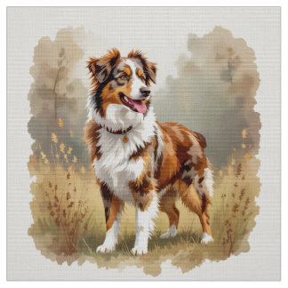 Tecido Cão Pastor Australiano Vermelho Merle Aussie