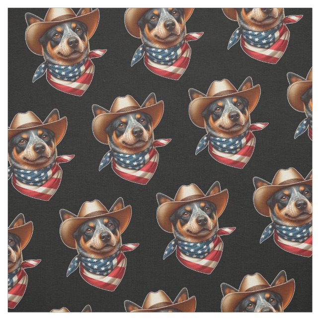 Tecido Cão Vestindo chapéu e bandeira americana Bandana (Modelo)