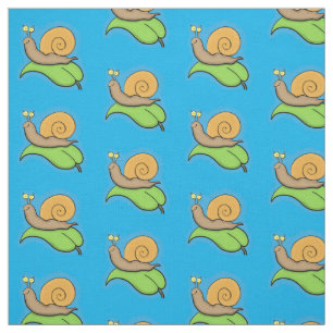 Tecido Caracol bonito e feliz numa ilustração de desenho