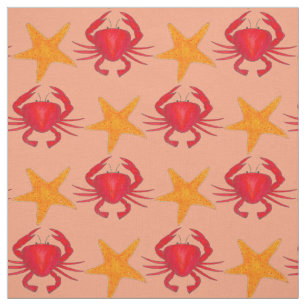 Tecido Caranguejos Starfish Marine Ocean Life Beach Vacin