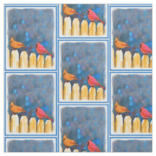 Tecido Cardeais na pintura de cerca - Arte original