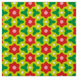 Tecido CARNIVAL - Flores Geométricas Vermelhas no Floral