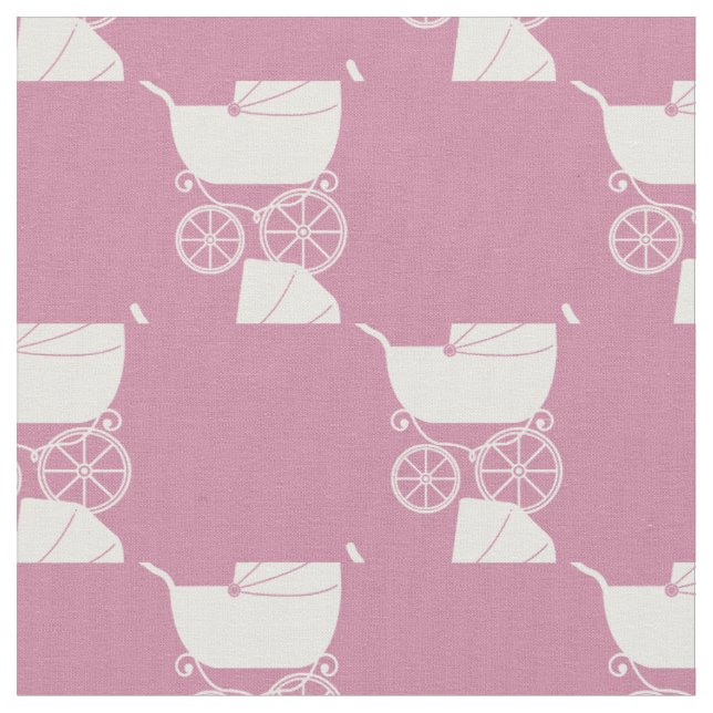 Tecido Carrinho de Bebê Antigo Rosa (Detalhe)