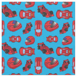 Tecido Carro-desportivo com motor vermelho e azul