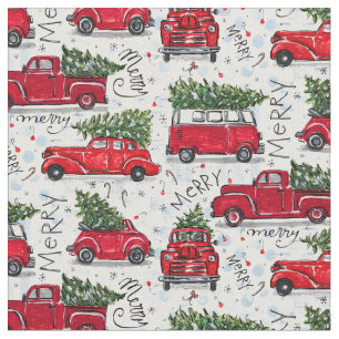 Tecido Carros vintage de Natal e Caminhões