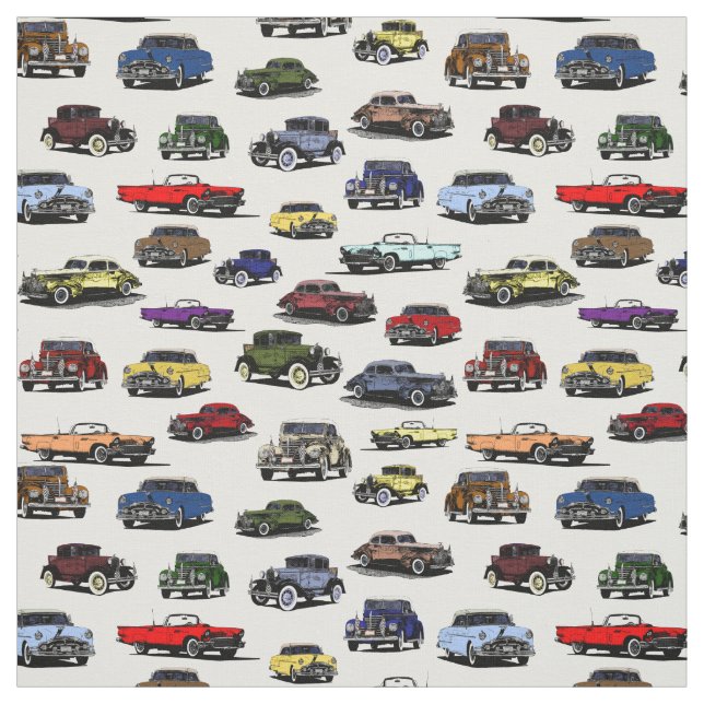 Tecido Carros vintage Ilustrações Padrão Aleatório (Modelo)