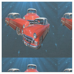 Tecido Carros vintage Vermelhos E Brancos Clássicos,