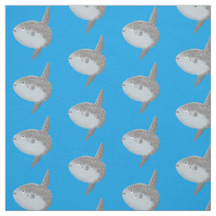 Tecido Cartografia fofa mola de peixe-sol oceânico