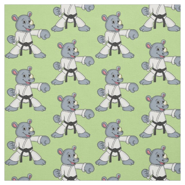 Tecido Cartoon bonito rhino kung fu (Modelo)