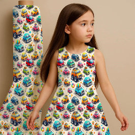 Tecido Cartoon Cars Colorful Kids Nursery Fabric Print