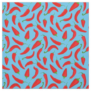Tecido Cartoon Chili Pepper Patterno em Azul
