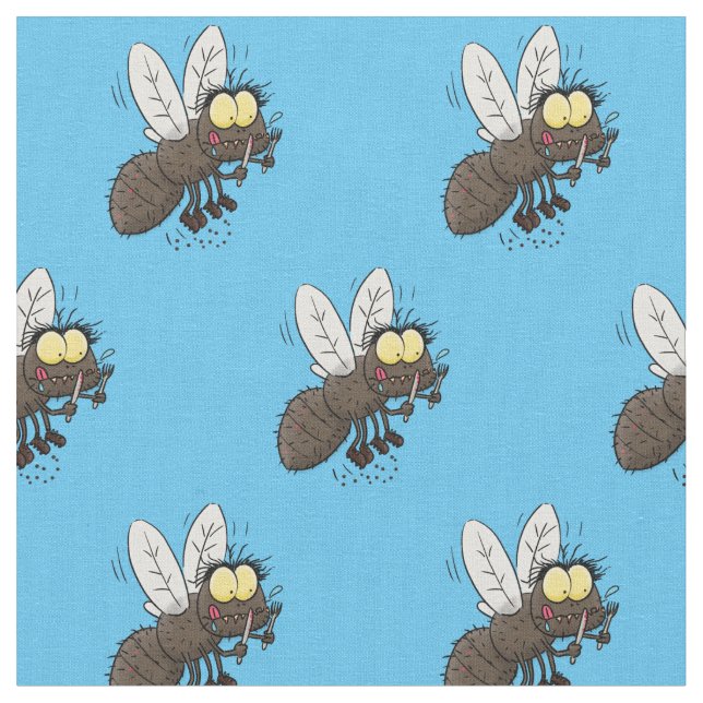 Tecido Cartoon de insetos com mosca espinhenta (Detalhe)