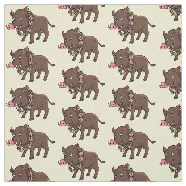 Tecido Cartoon selvagem e flores (Modelo)