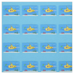 Tecido Cartoon submarino feliz