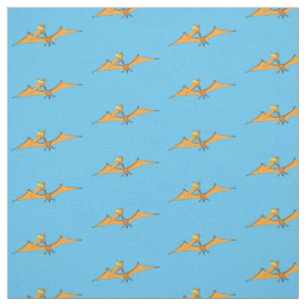 Tecido Cartoon voador de pterodátilo, cor de laranja giro