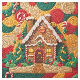 Tecido Casa de Pão de Gengibre Quilado de Natal
