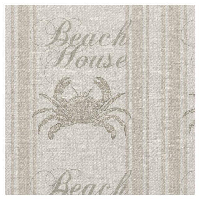 Tecido Casa de Praia Caranguejo Costa Marítimo Vintage (Detalhe)