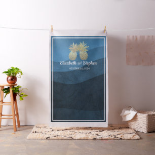 Tecido Casal Dourado de abacaxi com foto de casamento Boo