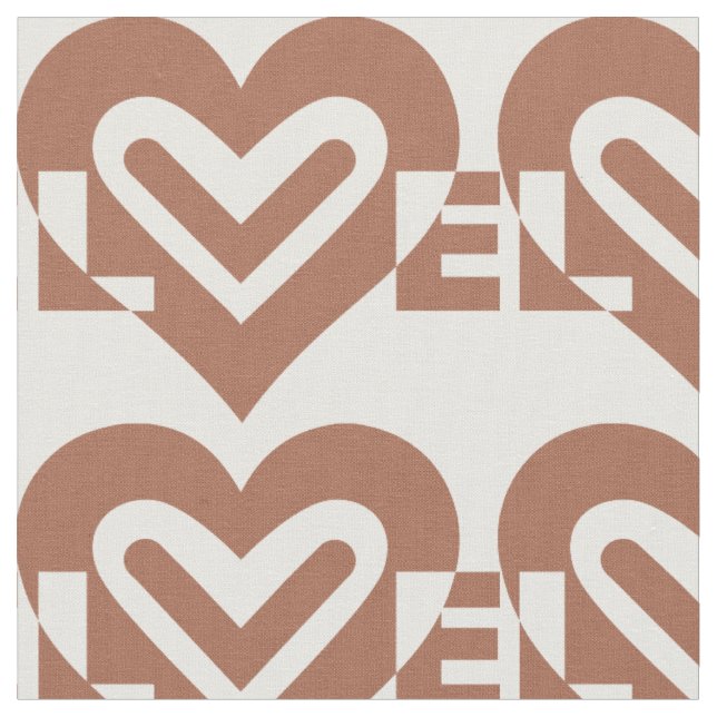 Tecido Castanho de Chocolate Gráfico de Amor (Detalhe)