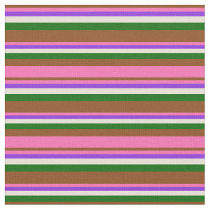 Tecido Castanho, Rosa Quente, Roxo, Bisque e Verde Escuro