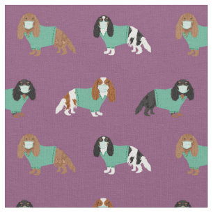 Tecido Cavaleiro Rei Charles Spaniel em mato