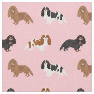 Tecido Cavaleiro Rei Charles Spaniel rosa